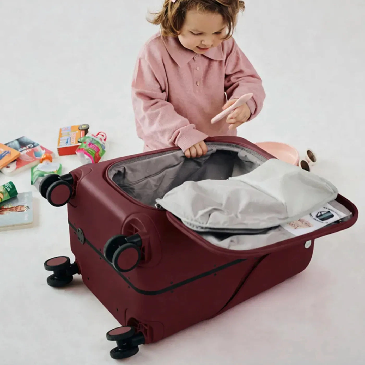 MiaMily 51 cm Ride-On Carry-on Plus Suitcase - Burgundy Red