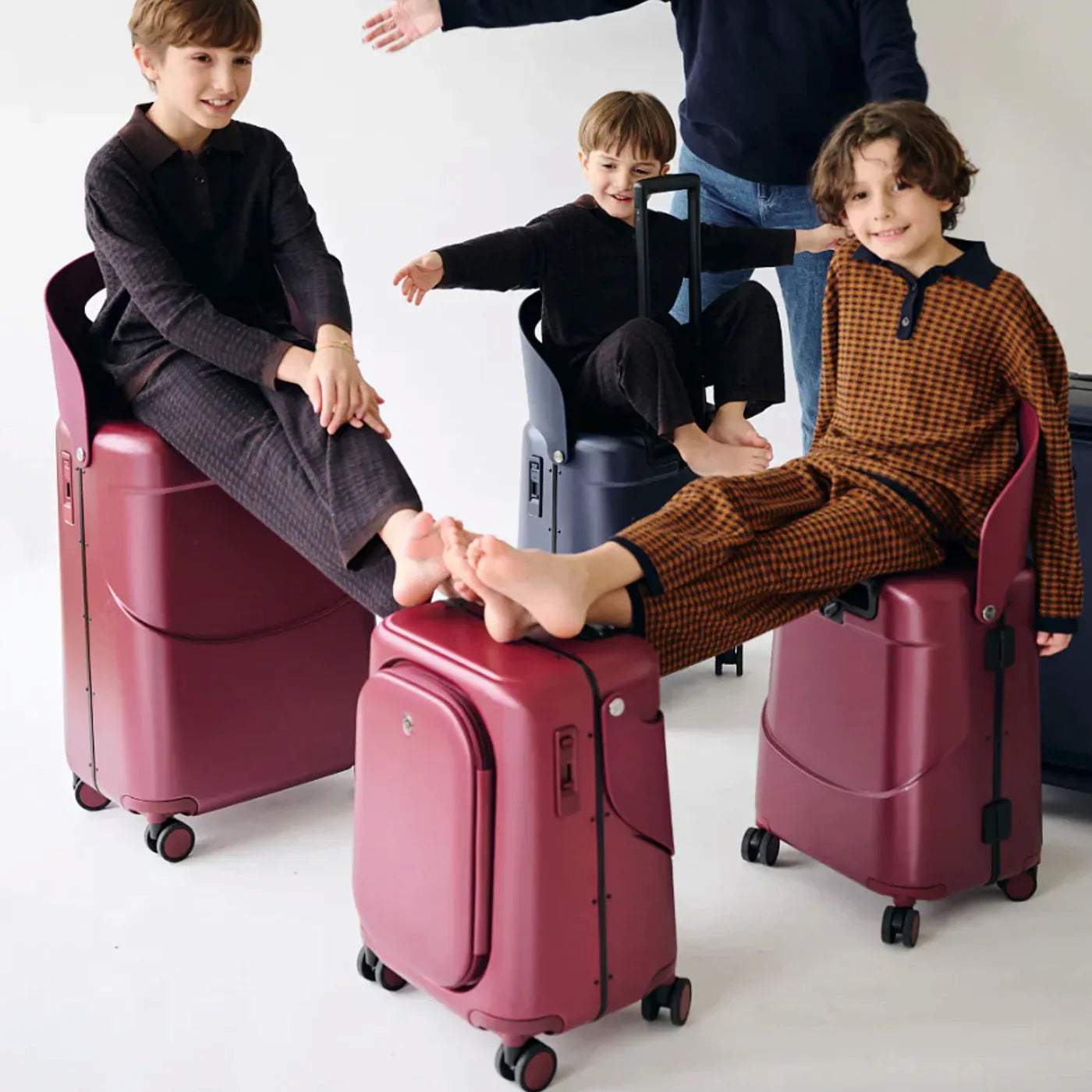 MiaMily 65 cm Ride-On Check-in Plus Suitcase - Burgundy Red