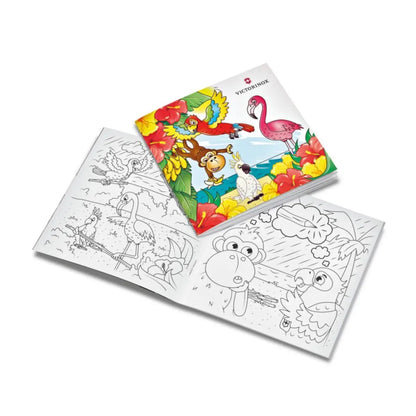 Set includes adventure-filled colouring book