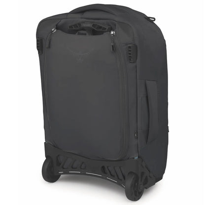 Black osmo farpoint fairview 36l carry-on wheeled travel pack with sleek durable design and reinforced wheels for travel