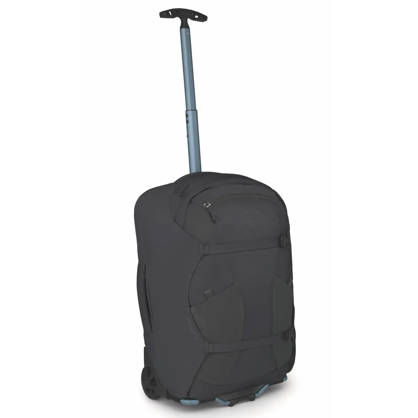 Black osprey farpoint fairview 36l carry-on wheeled travel pack with telescoping handle and dual wheels for easy travel