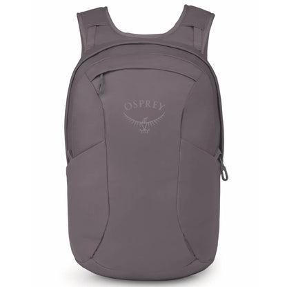 Gray osprey farview 55l women’s travel pack with detachable day pack and subtle embroidered logo in graphite purple