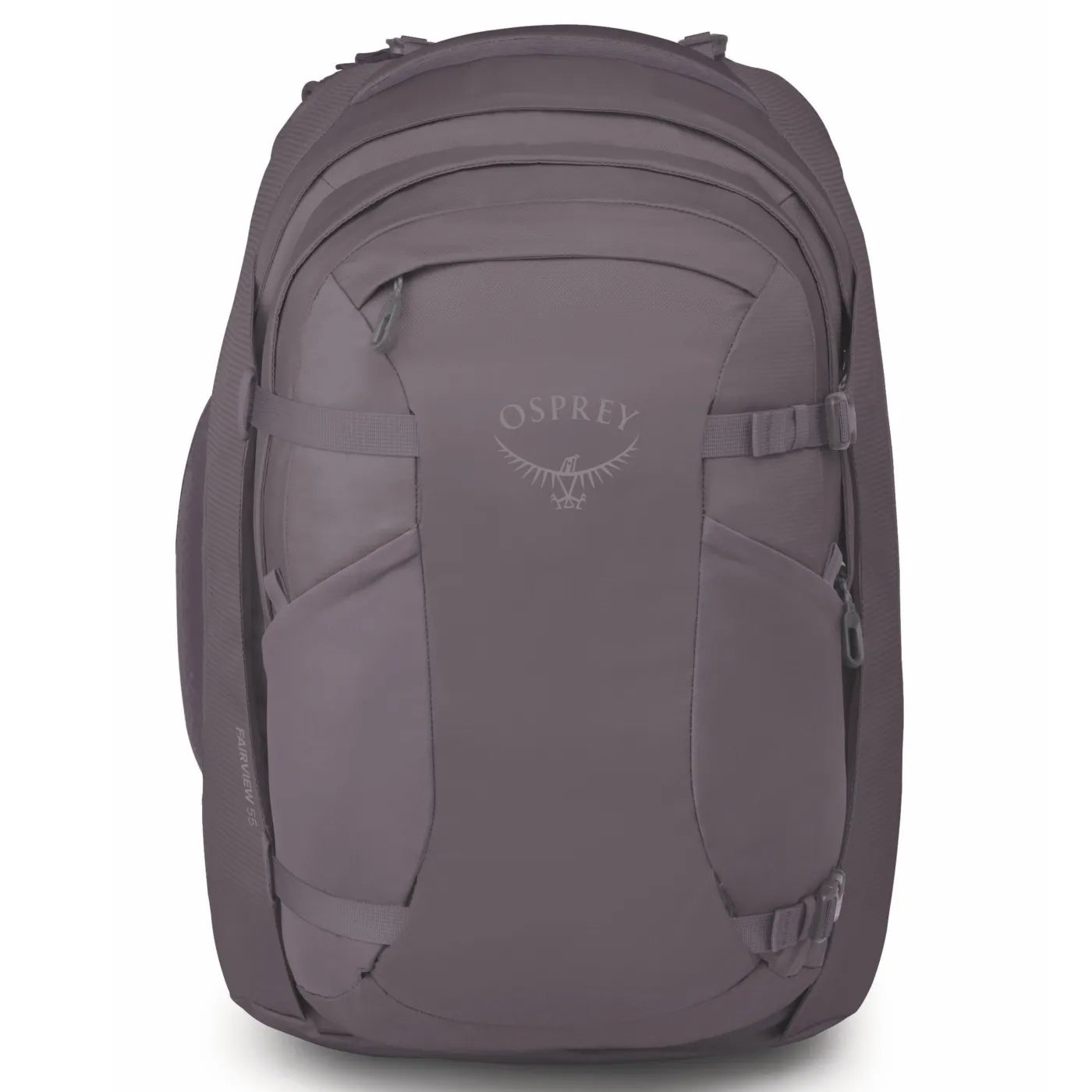 A sleek dark gray osprey farview 55l women’s travel pack with detachable day pack perfect for tourister urban track trips