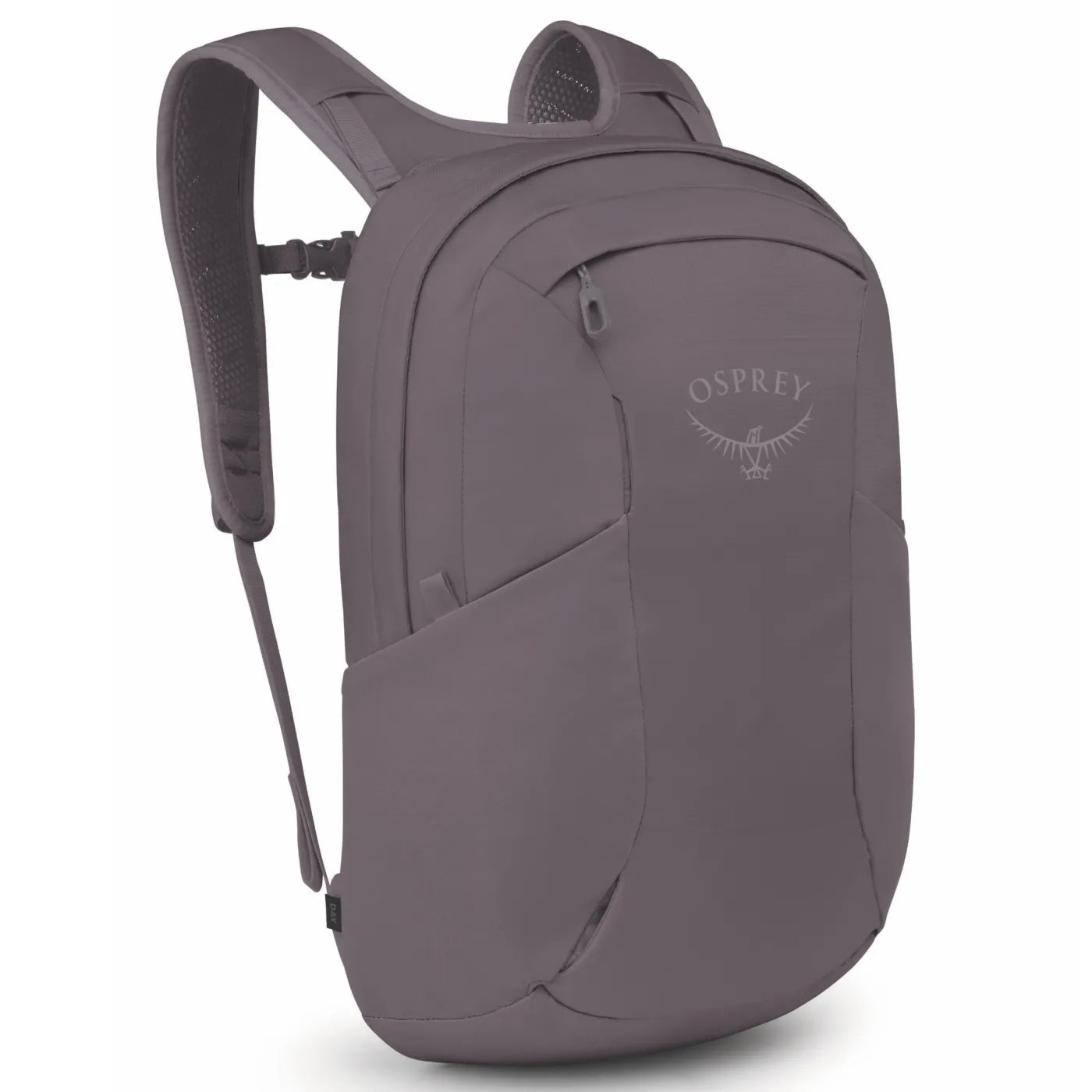 Gray osprey farview 55l women’s travel pack with detachable day pack in graphite purple featuring sleek design and subtle logo