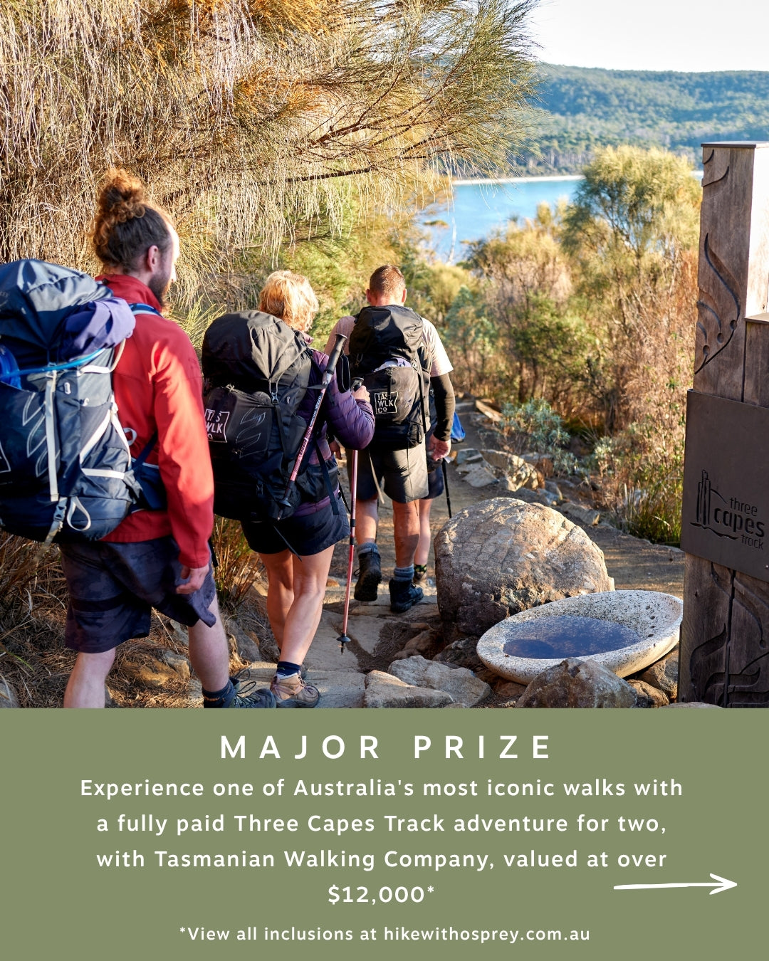 Major prize: a Three Capes Track adventure for two with Tasmanian Walking Company