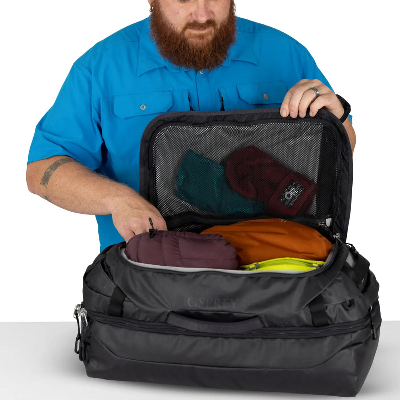 Osprey Transporter Squffel 44L Duffel Bag with Backpack Straps - Raven Black