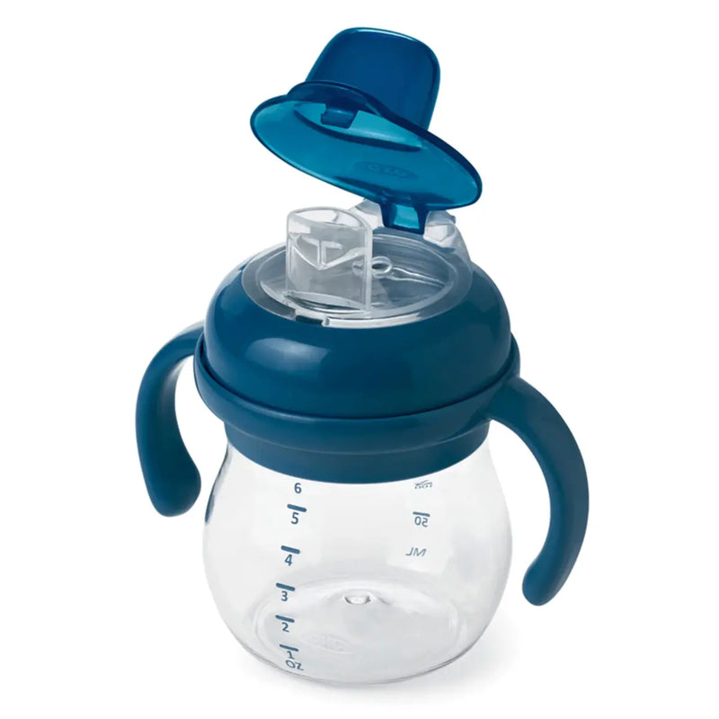 Spout opens as soon as tot’s lips touch spout for easy drinking