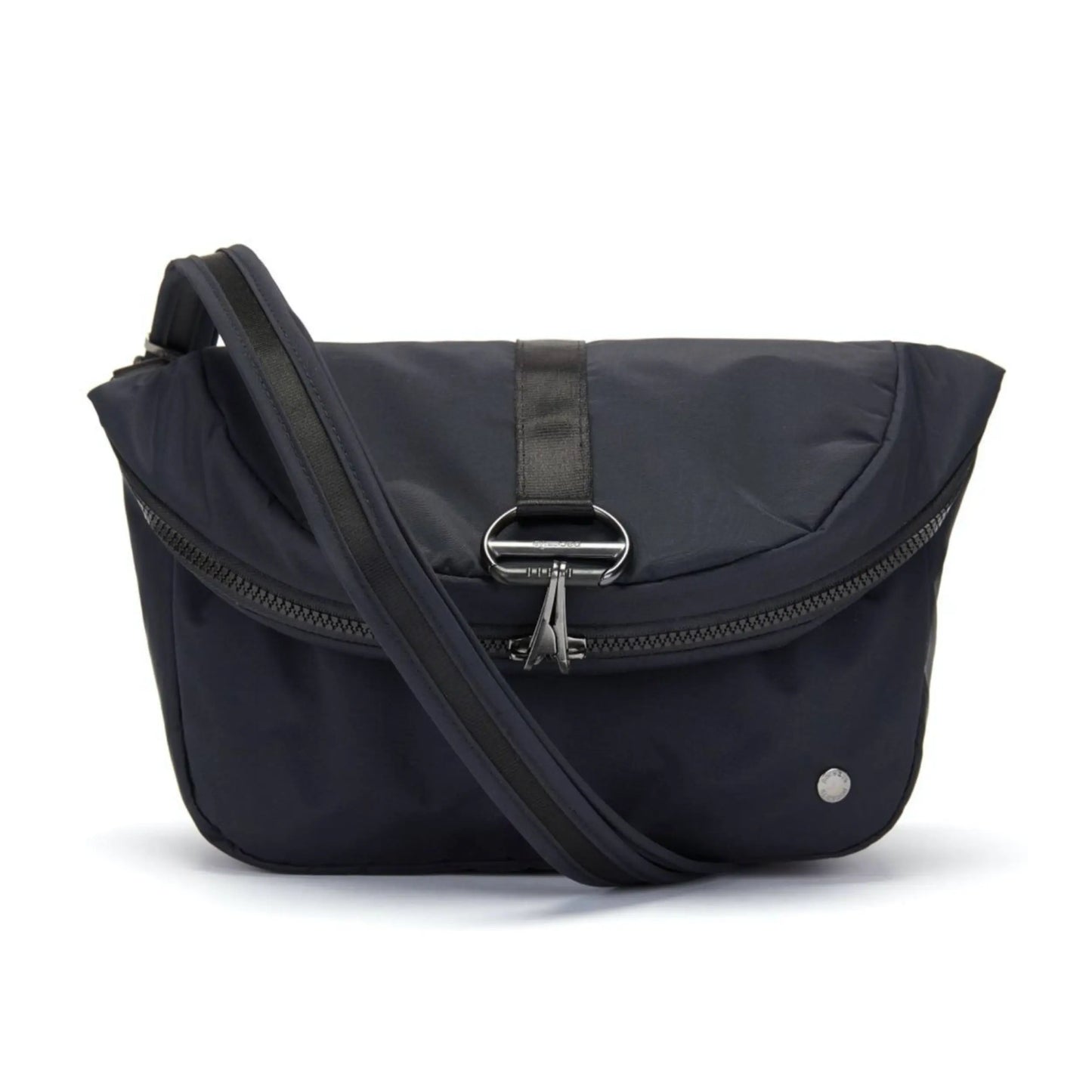 Convertible design folds down to a handbag