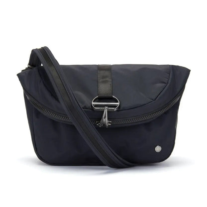 Convertible design folds down to a handbag
