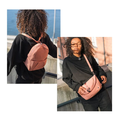 Can be worn as a backpack or folds down into a handbag