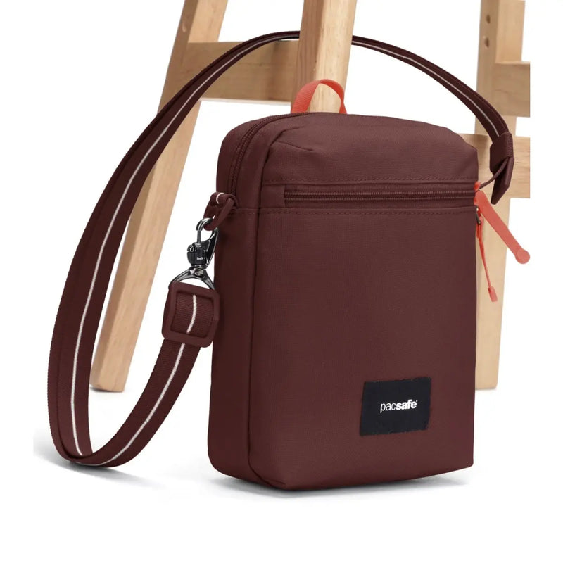 Cut-resistant anchor strap secures around a fixed object to protect your bag