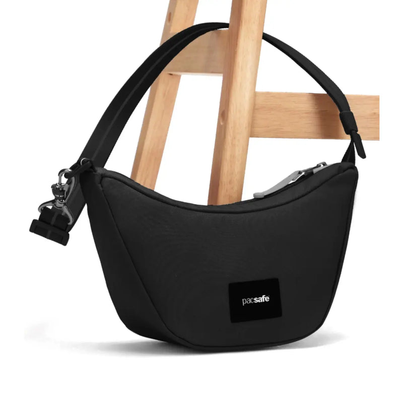 Cut-resistant anchor strap secures around a fixed object to protect your bag