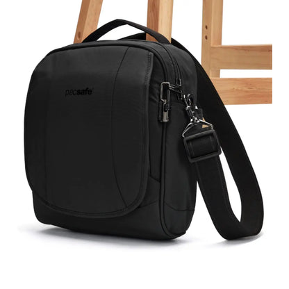 Cut-resistant anchor strap secures around a fixed object to protect your bag 