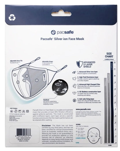 Pacsafe Protective and Reusable Silver Ion Face Mask (Medium) - Silver Grey