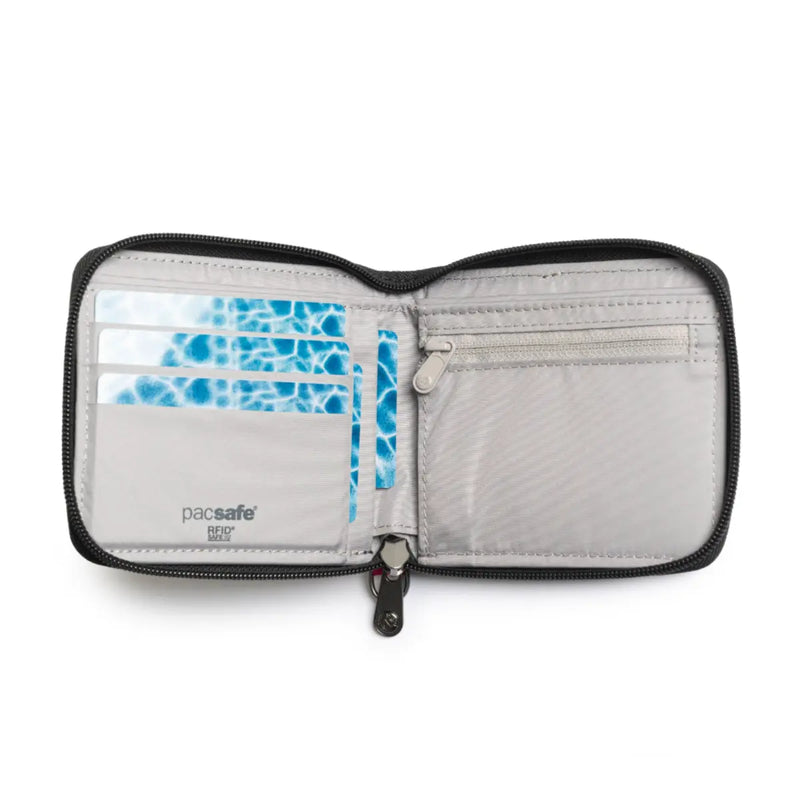 6 card slots and coin pocket with zipper