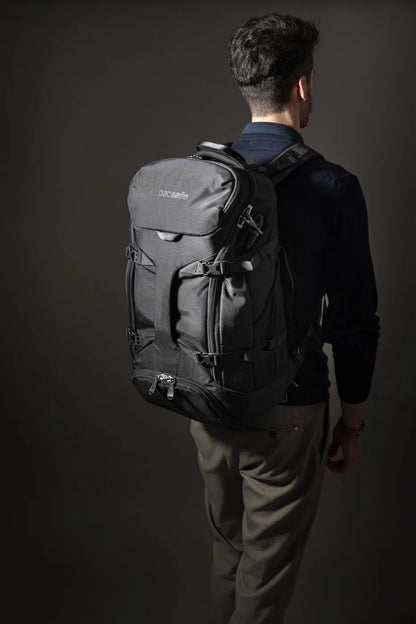Venturesafe EXP35 35L Travel Backpack - Black in use