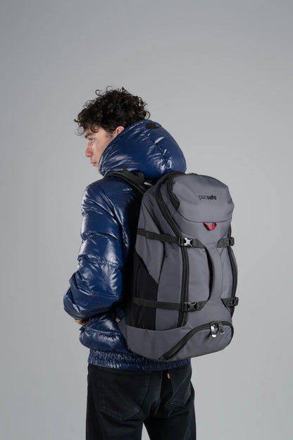 Venturesafe EXP35 35L Travel Backpack - Slate in use