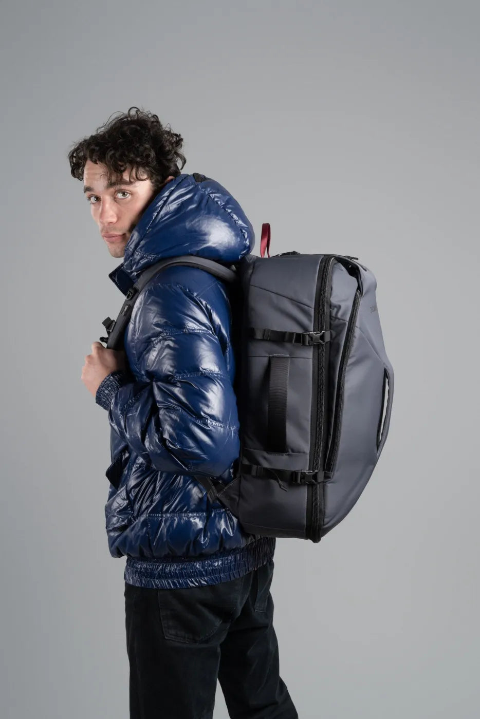 Venturesafe EXP45 45L Carry-on Travel Pack - Slate in use