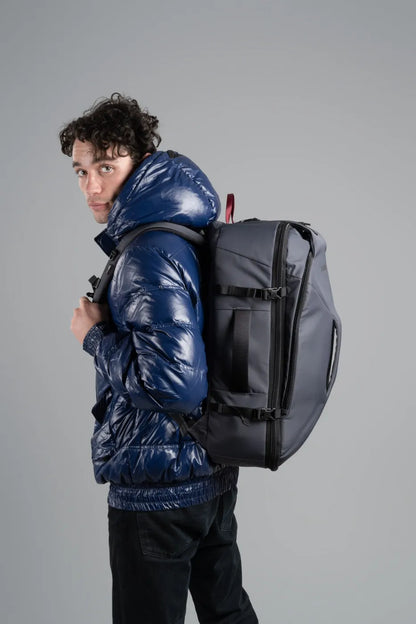 Venturesafe EXP45 45L Carry-on Travel Pack - Slate in use