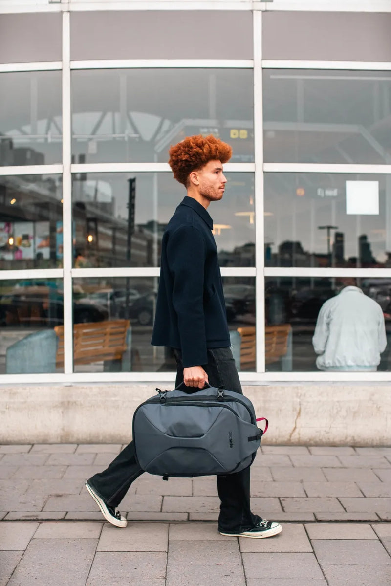 Venturesafe EXP45 45L Carry-on Travel Pack - Slate in use