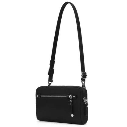 The secure front pocket fits your phone for easy access