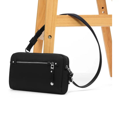 Cut-resistant anchor strap secures around a fixed object to protect your bag