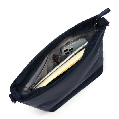 Internal pockets, including a designated phone pocket and pen pocket, allow for easy storage and organization