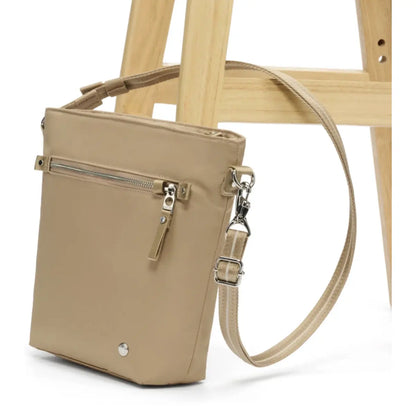 Cut-resistant anchor strap secures around a fixed object to protect your bag