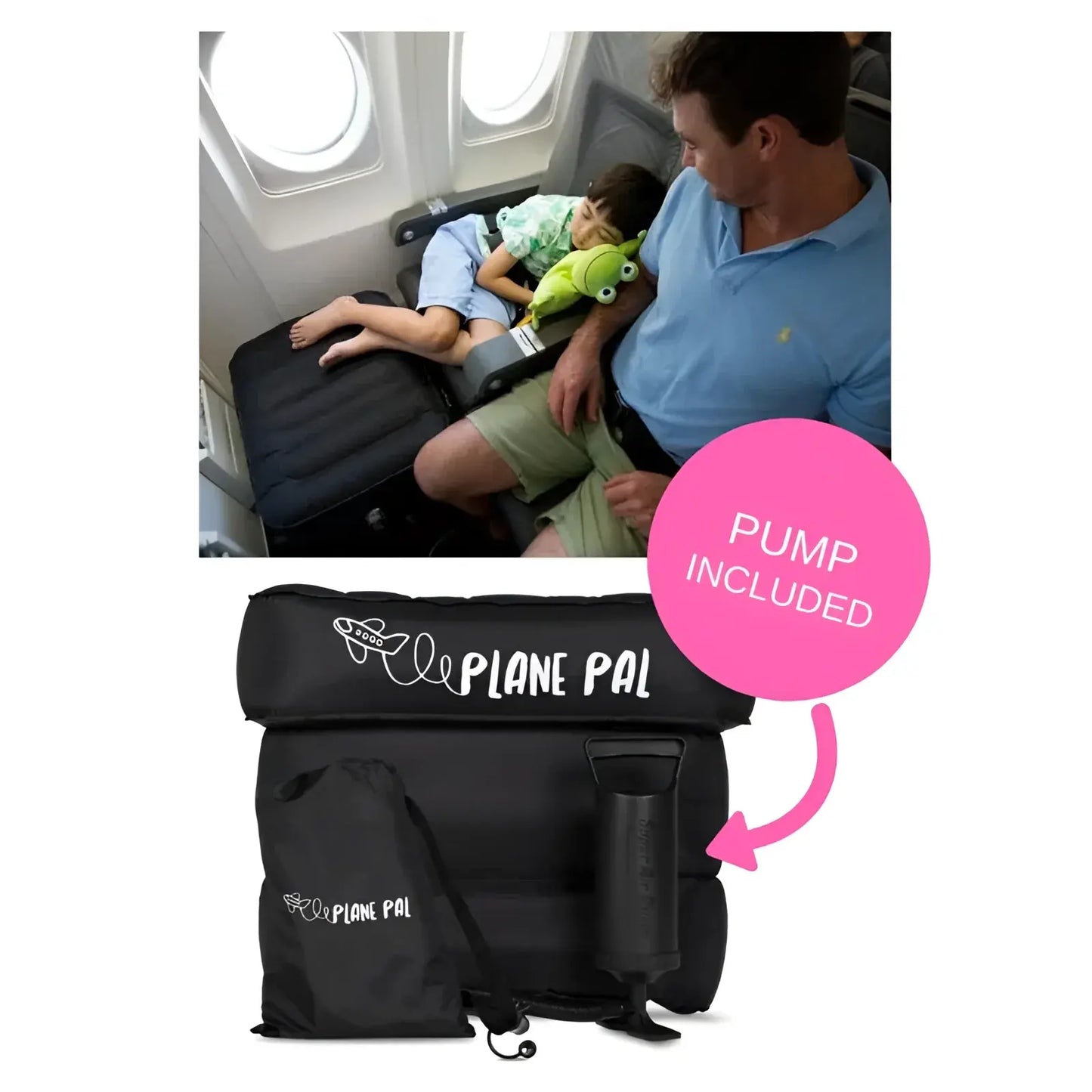 Plane Pal Travel Pillow and Air Pump Kit - Black