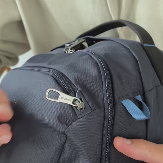 Pacsafe V Tour 26L Anti-Theft 16" Laptop Backpack product video (shown in Ocean)