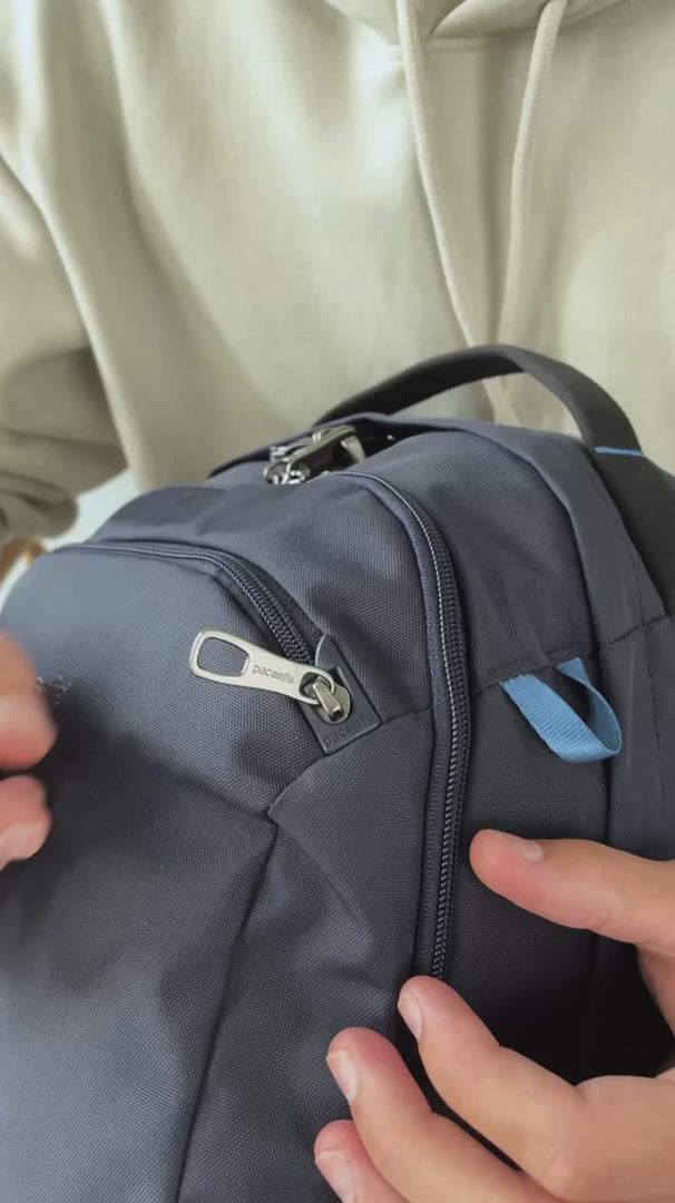 Pacsafe V Tour 26L Anti-Theft 16" Laptop Backpack product video (shown in Ocean)
