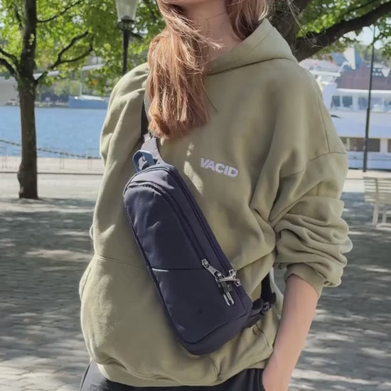 Pacsafe V Action Anti-Theft Sling Pack product video (shown in Ocean)