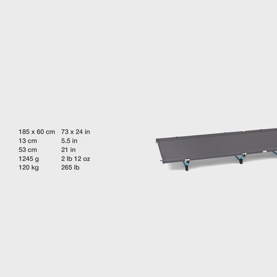 Helinox Lite Cot - Stretcher / Sleep System - Black / Blue demo video