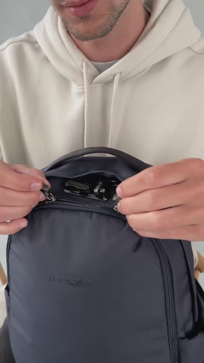 Pacsafe V Tour 26L Anti-Theft 16" Laptop Backpack product video (shown in Ocean)