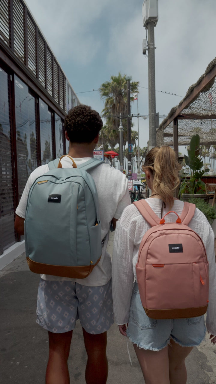 Pacsafe GO 15L Anti-Theft 13" Laptop Backpack - Rose product video