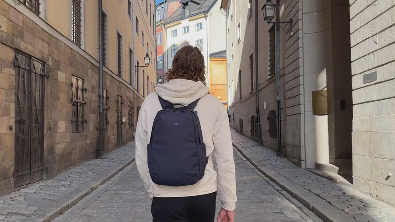 Pacsafe V All-Around 16L Anti-Theft 13" Laptop Backpack product video (shown in Ocean)