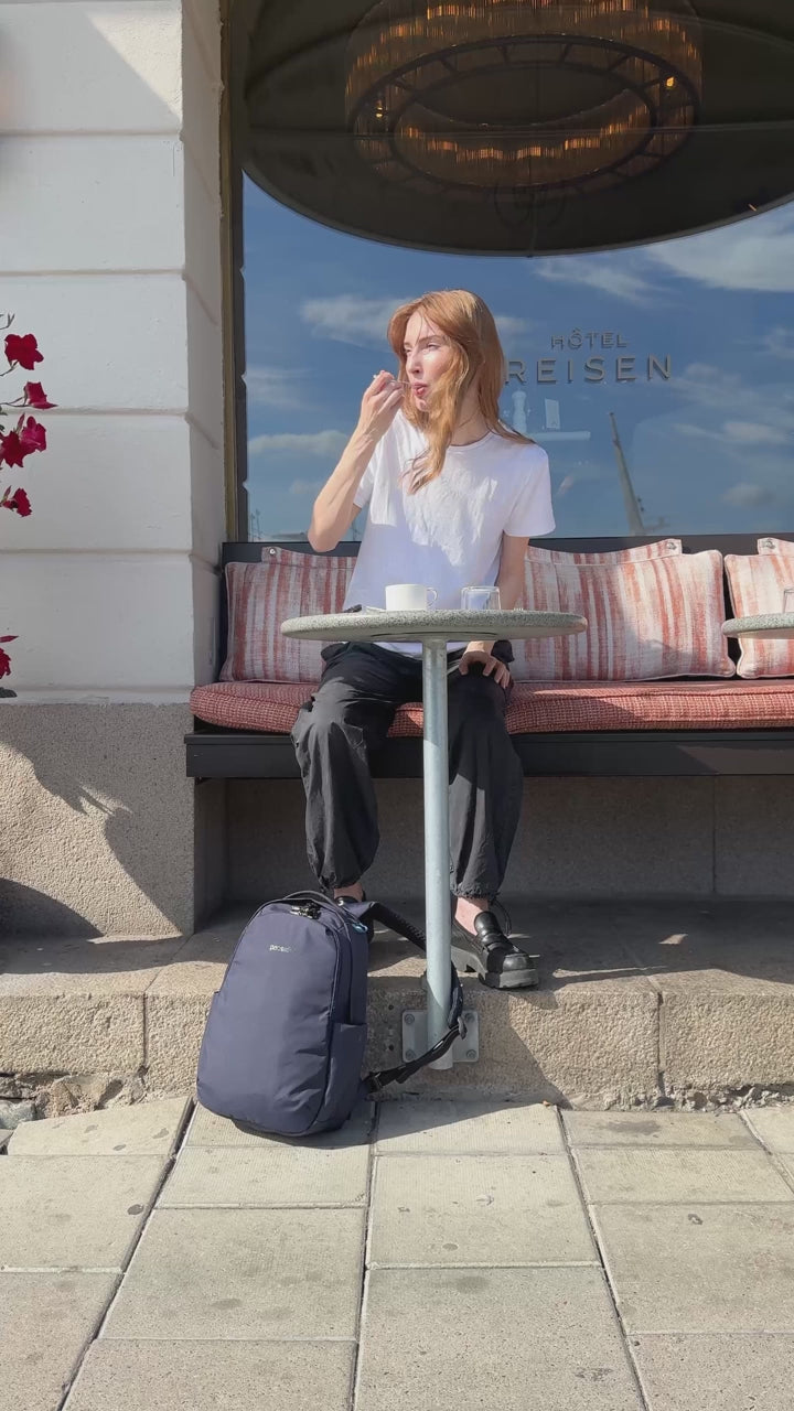 Pacsafe V All-Around 16L Anti-Theft 13" Laptop Backpack - Ocean product video