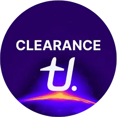 Clearance logo on a purple background
