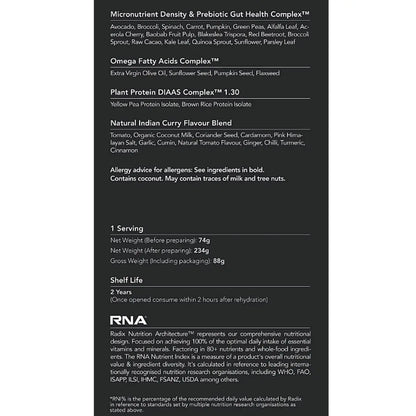 Radix Nutrition Keto Meal Indian Curry (Plant Based) - 400 kcal