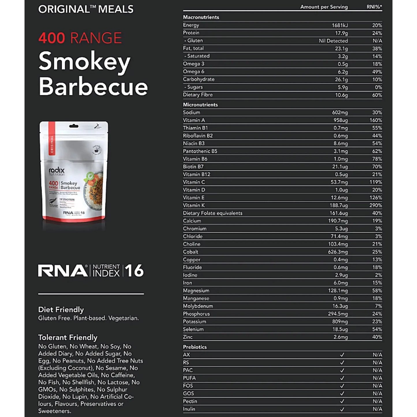 Radix Nutrition Original Meal Smokey Barbecue (Plant Based) - 400 kcal