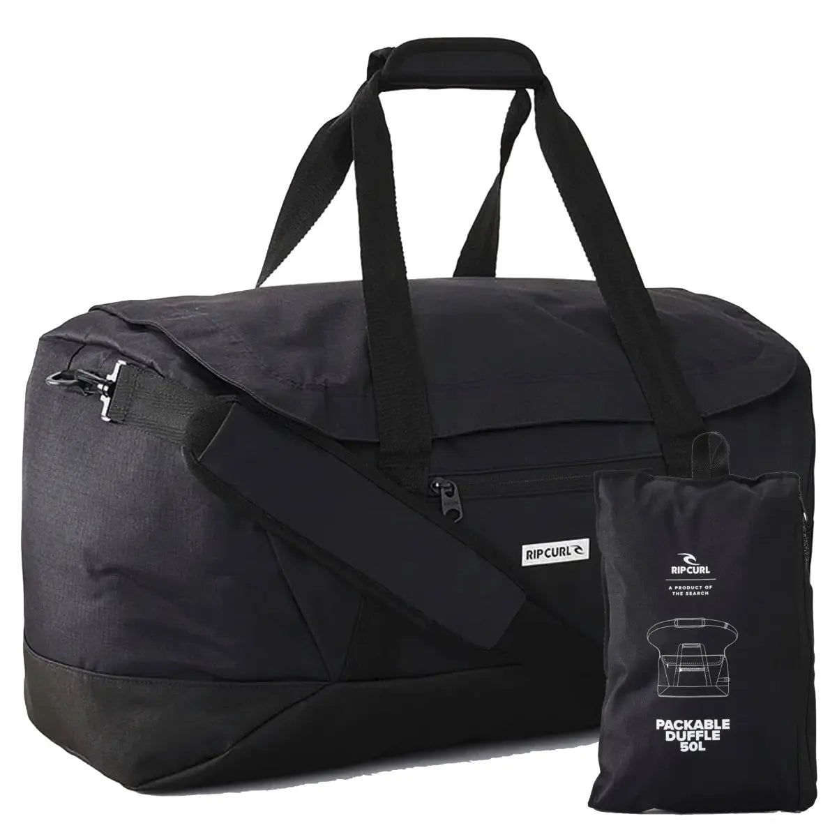 Rip Curl 50L Icons Packable Duffle Travel Bag - Midnight Black