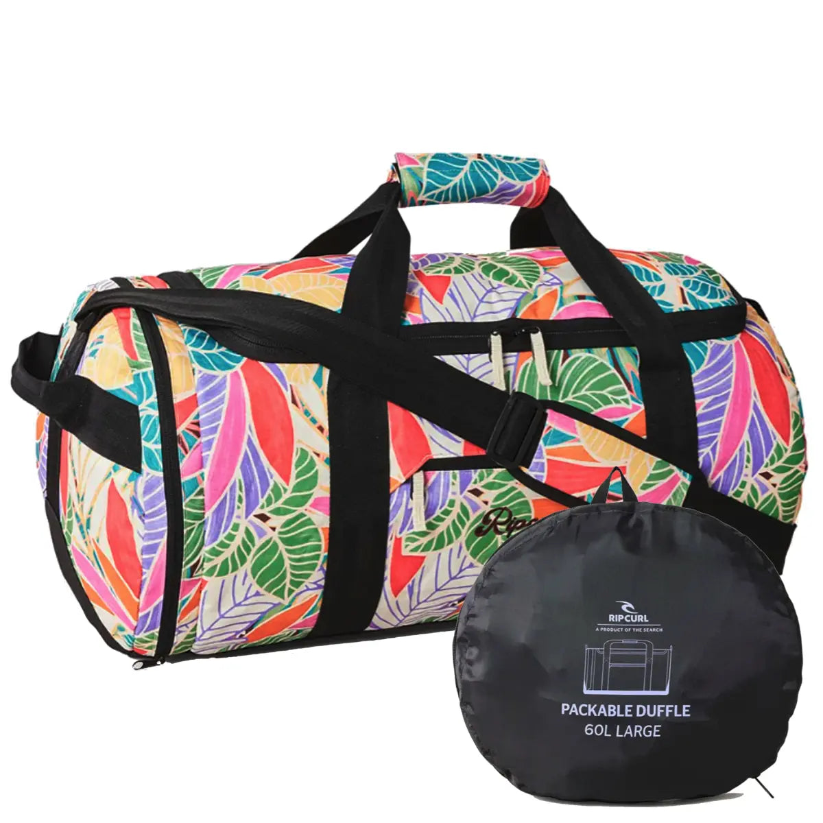Rip Curl 60L Large Packable Duffle Bag - Floral Print (Dark Chocolate)
