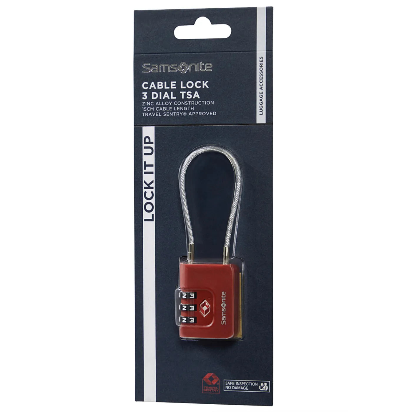 Samsonite Cable Lock 3 Dial TSA - Red