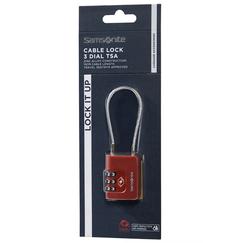 Samsonite Cable Lock 3 Dial TSA - Red