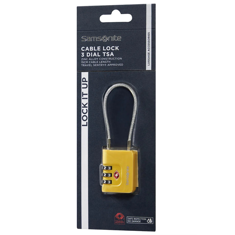 Samsonite Cable Lock 3 Dial TSA - Yellow