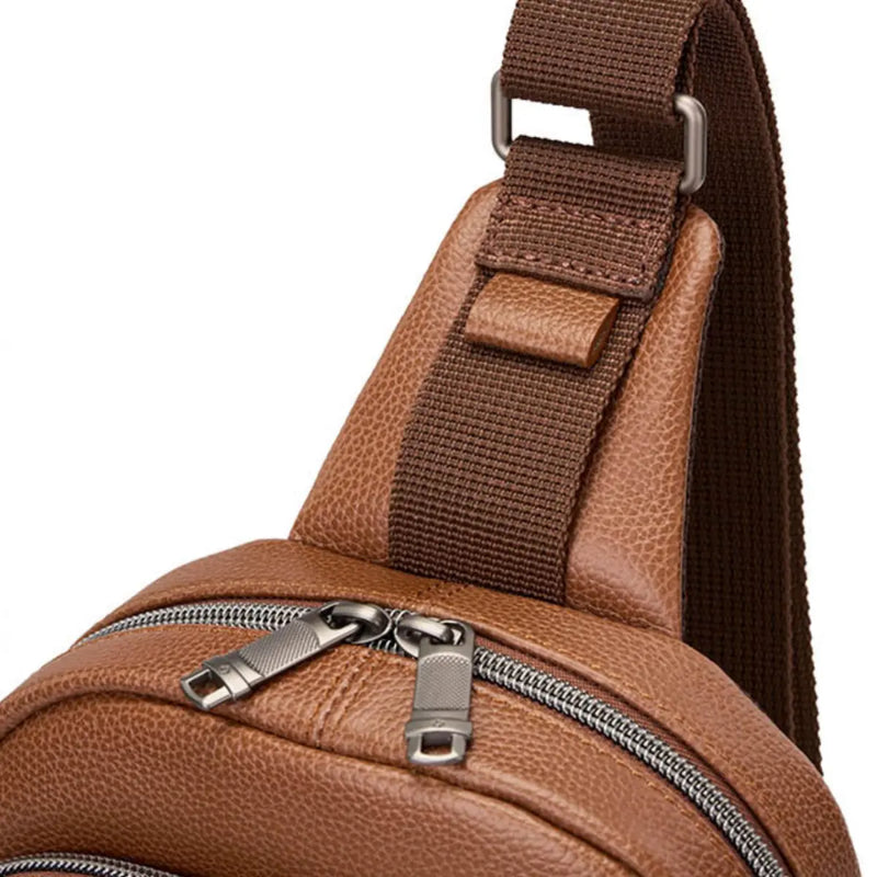 Samsonite Classic Leather Sling Bag - Cognac
