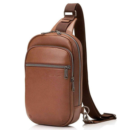 Samsonite Classic Leather Sling Bag - Cognac