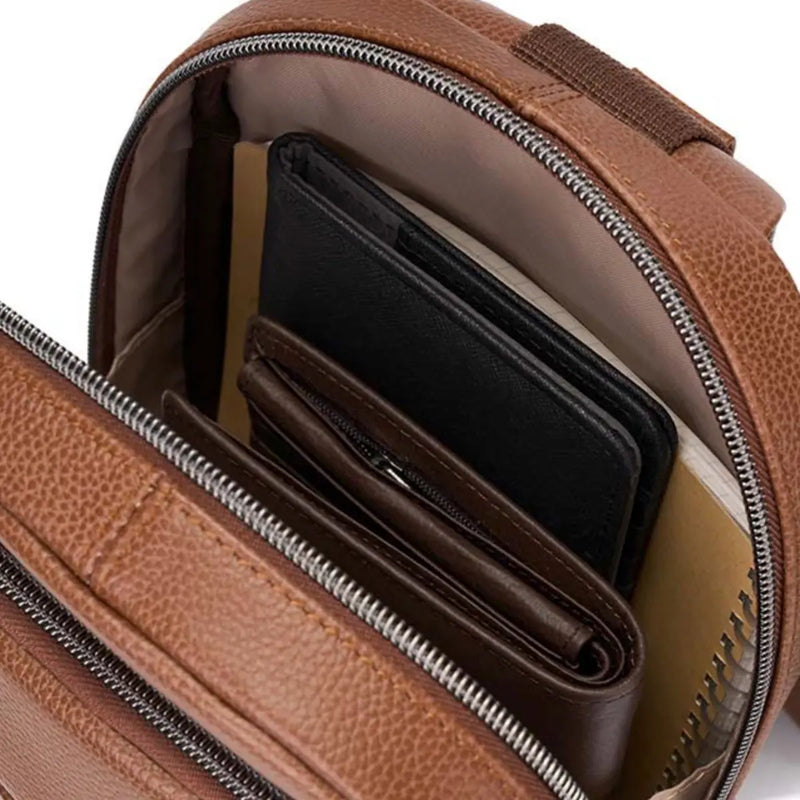 Samsonite Classic Leather Sling Bag - Cognac