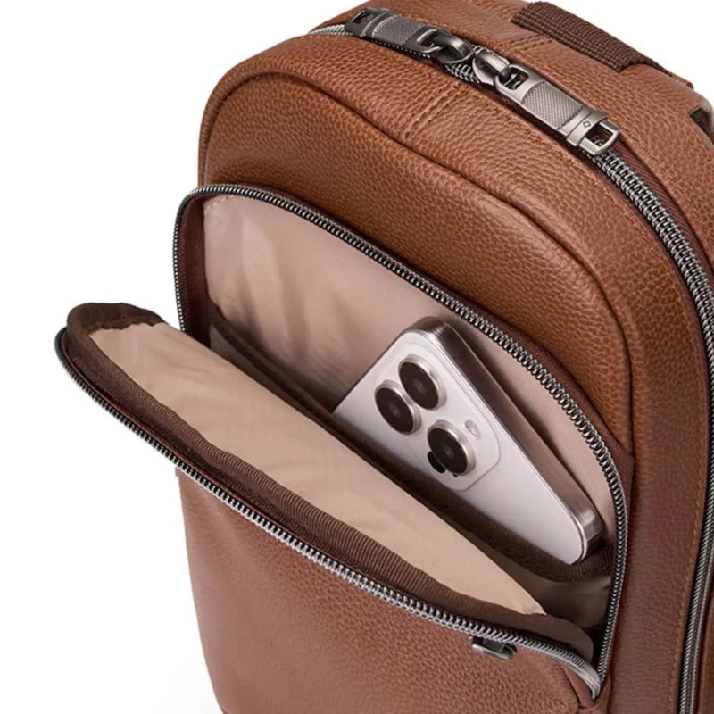 Samsonite Classic Leather Sling Bag - Cognac