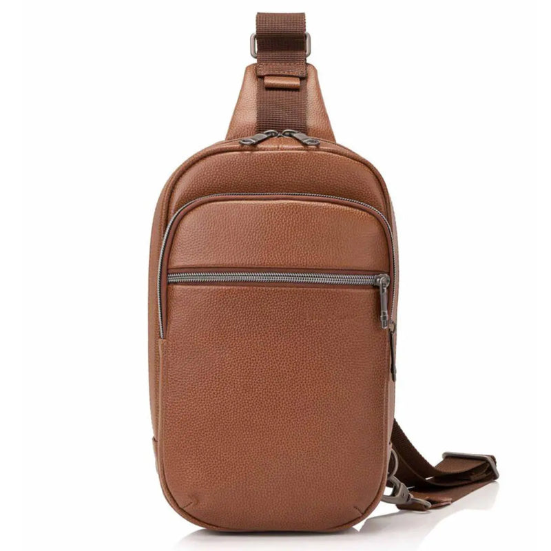 Samsonite Classic Leather Sling Bag - Cognac